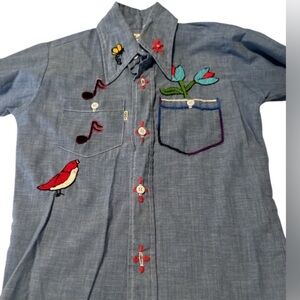 Robert Dale Chambray shirt with embroidery size 10
